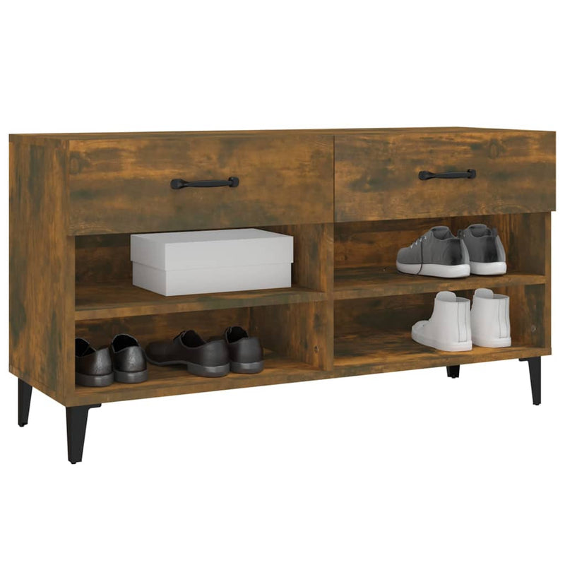 vidaXL füstös tölgyszínű szerelt fa cipősszekrény 102 x 35 x 55 cm