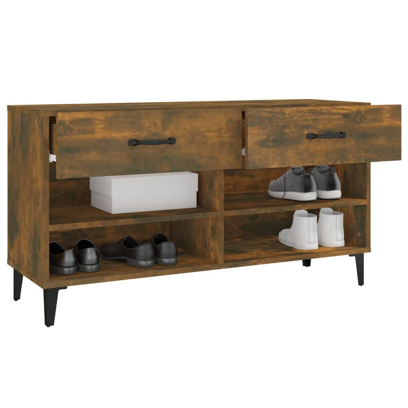 vidaXL füstös tölgyszínű szerelt fa cipősszekrény 102 x 35 x 55 cm
