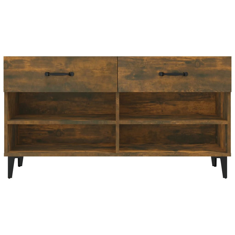 vidaXL füstös tölgyszínű szerelt fa cipősszekrény 102 x 35 x 55 cm