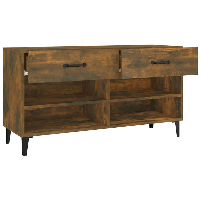 vidaXL füstös tölgyszínű szerelt fa cipősszekrény 102 x 35 x 55 cm