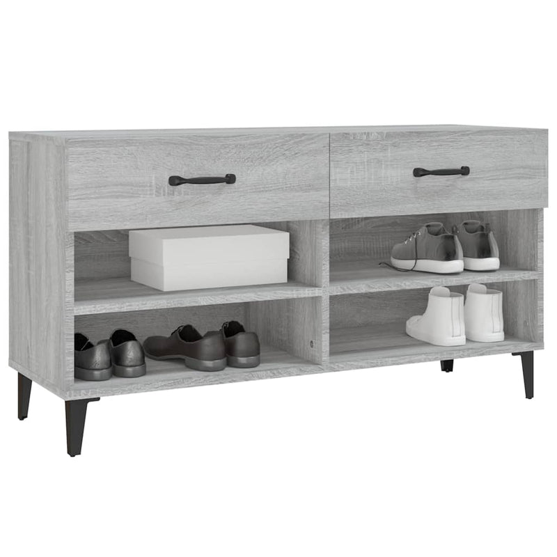 vidaXL szürke sonoma színű szerelt fa cipőszekrény 102 x 35 x 55 cm