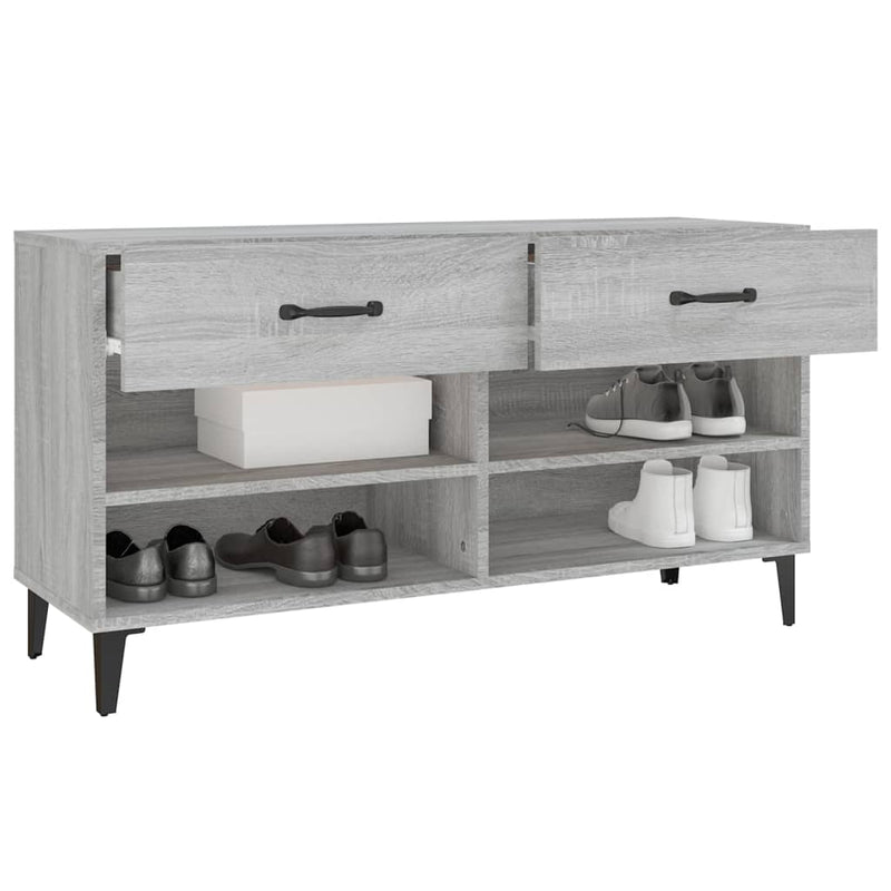 vidaXL szürke sonoma színű szerelt fa cipőszekrény 102 x 35 x 55 cm