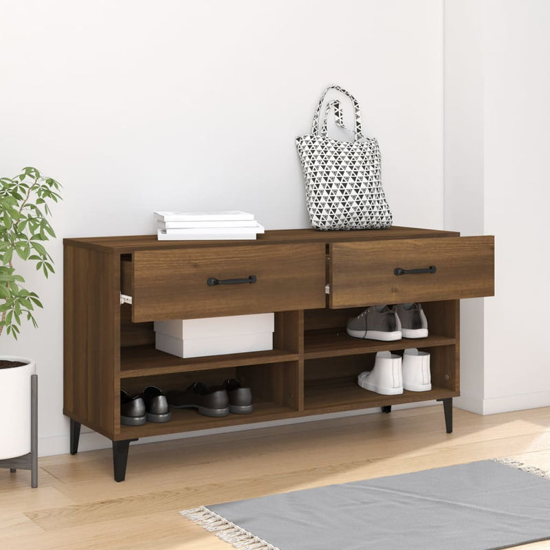 vidaXL barna tölgyszínű szerelt fa cipősszekrény 102 x 35 x 55 cm