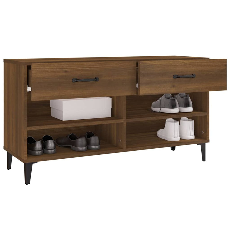 vidaXL barna tölgyszínű szerelt fa cipősszekrény 102 x 35 x 55 cm
