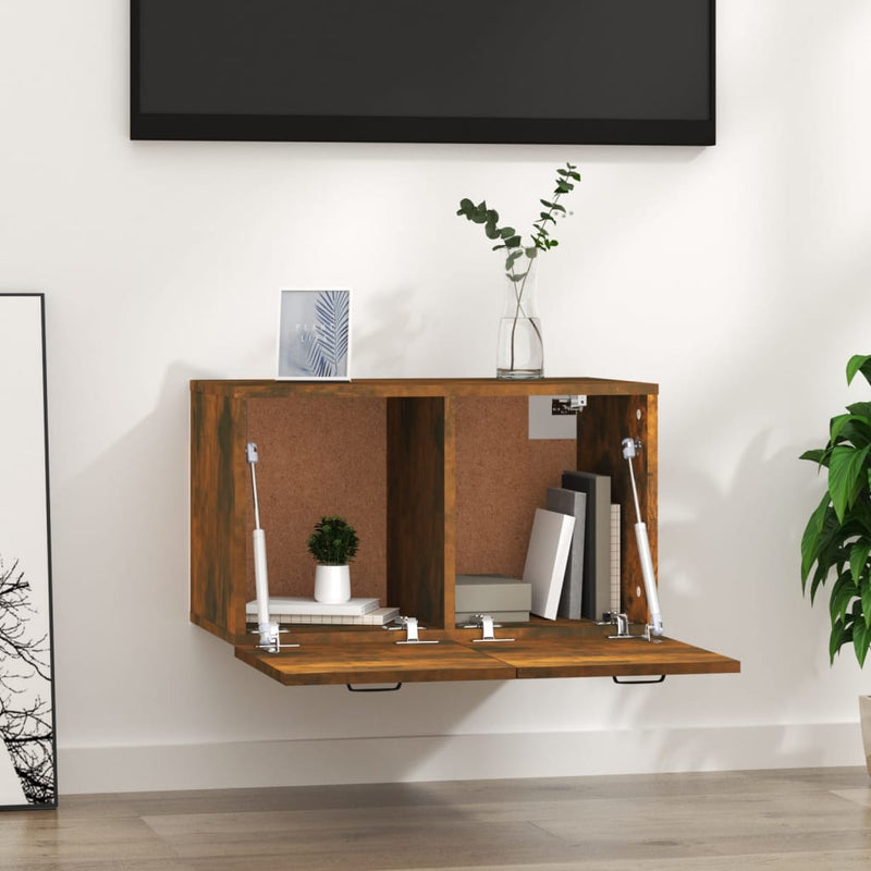 vidaXL füstös tölgy színű szerelt fa faliszekrény 60 x 36,5 x 35 cm