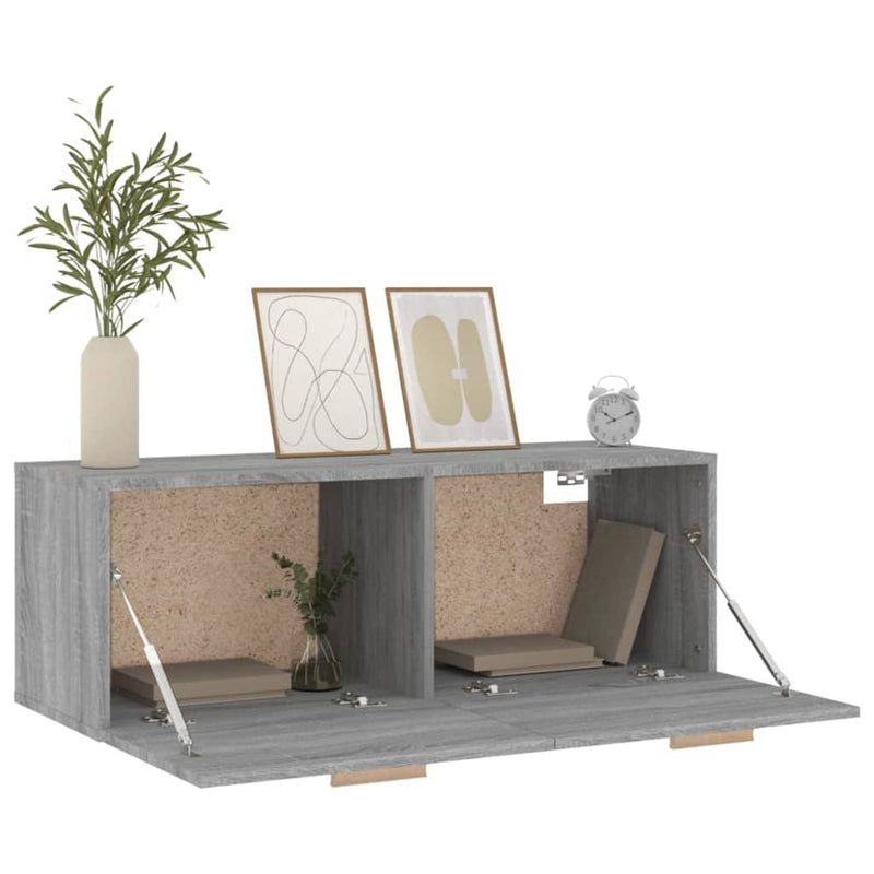 vidaXL szürke sonoma színű szerelt fa faliszekrény 100 x 36,5 x 35 cm