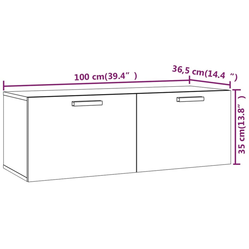 vidaXL szürke sonoma színű szerelt fa faliszekrény 100 x 36,5 x 35 cm