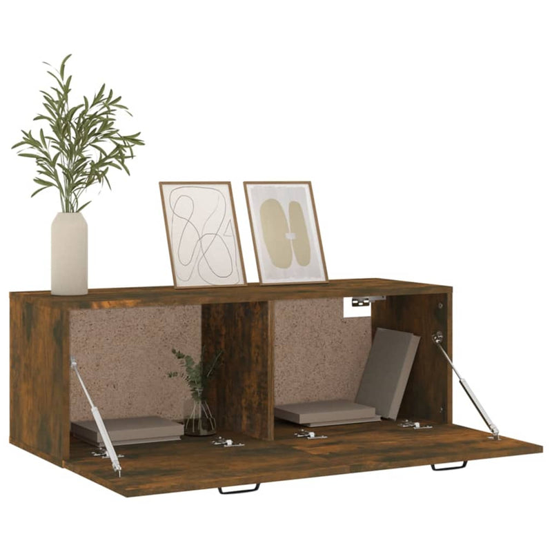 vidaXL füstös tölgy színű szerelt fa faliszekrény 100 x 36,5 x 35 cm