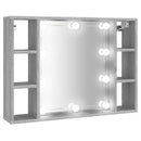 vidaXL szürke sonoma színű tükrös szekrény LED-ekkel 76 x 15 x 55 cm