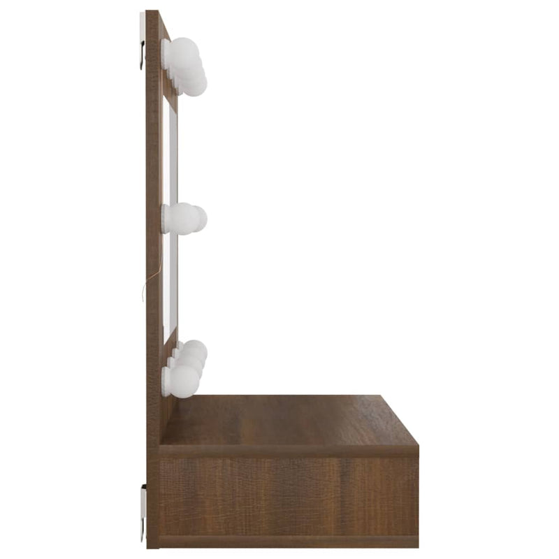 vidaXL barna tölgy színű tükrös szekrény LED-ekkel 60 x 31,5 x 62 cm