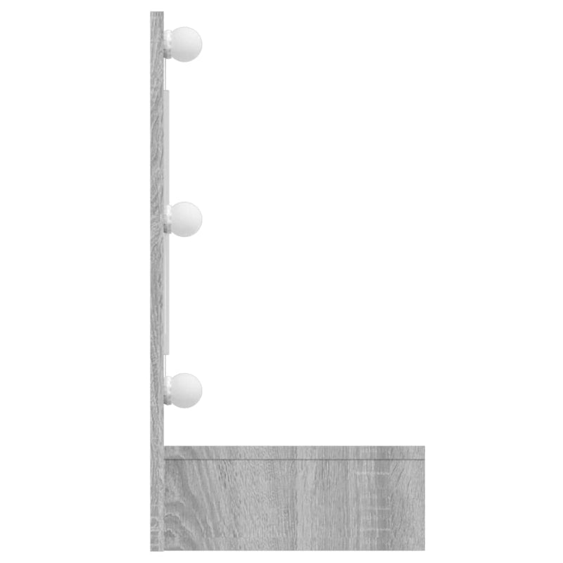 vidaXL szürke sonoma színű tükrös szekrény LED-ekkel 90 x 31,5 x 62 cm