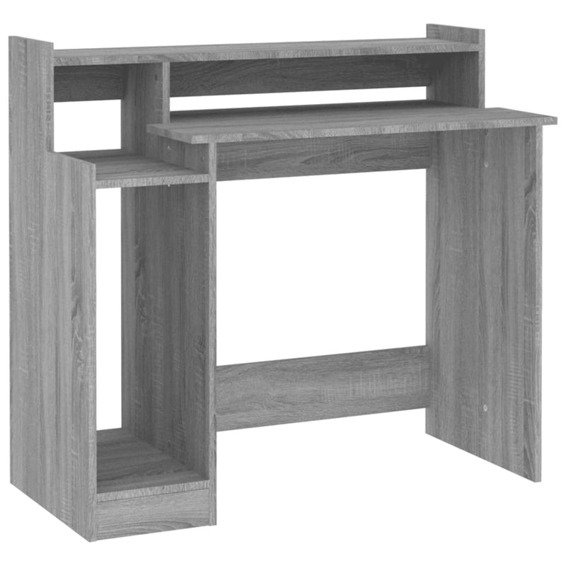 vidaXL szürke sonoma színű szerelt fa íróasztal LED-ekkel 97x45x90 cm