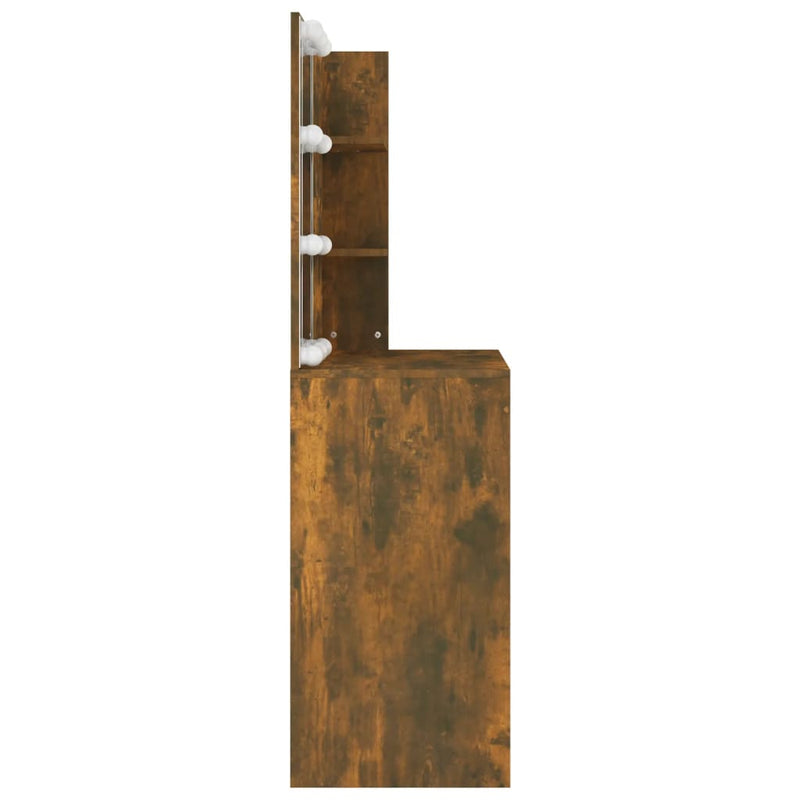 vidaXL füstös tölgyszínű LED-es fésülködőasztal 74,5 x 40 x 141 cm