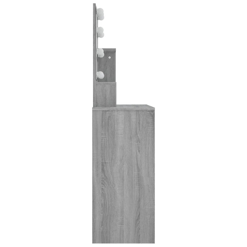 vidaXL szürke sonoma LED-es fésülködőasztal 86,5 x 35 x 136 cm