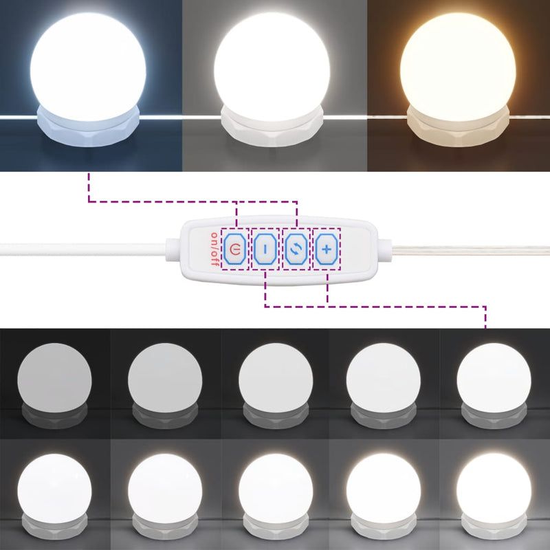 vidaXL szürke sonoma LED-es fésülködőasztal 86,5 x 35 x 136 cm