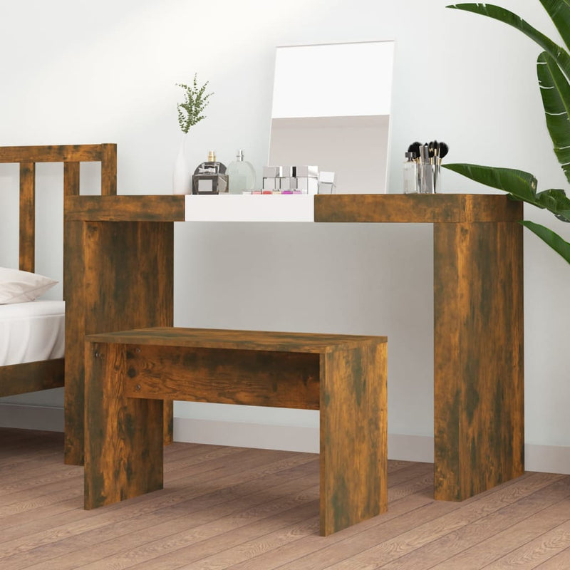 vidaXL füstös tölgyszínű szerelt fa fésülködőszék 70 x 35 x 45 cm