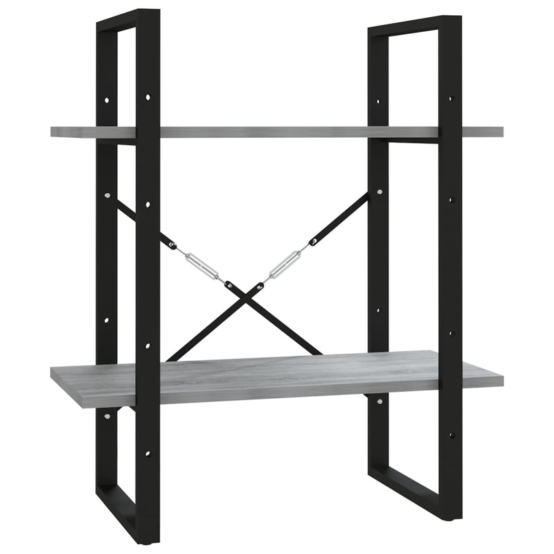 vidaXL 2-szintes szürke sonoma szerelt fa könyvszekrény 60x30x70 cm