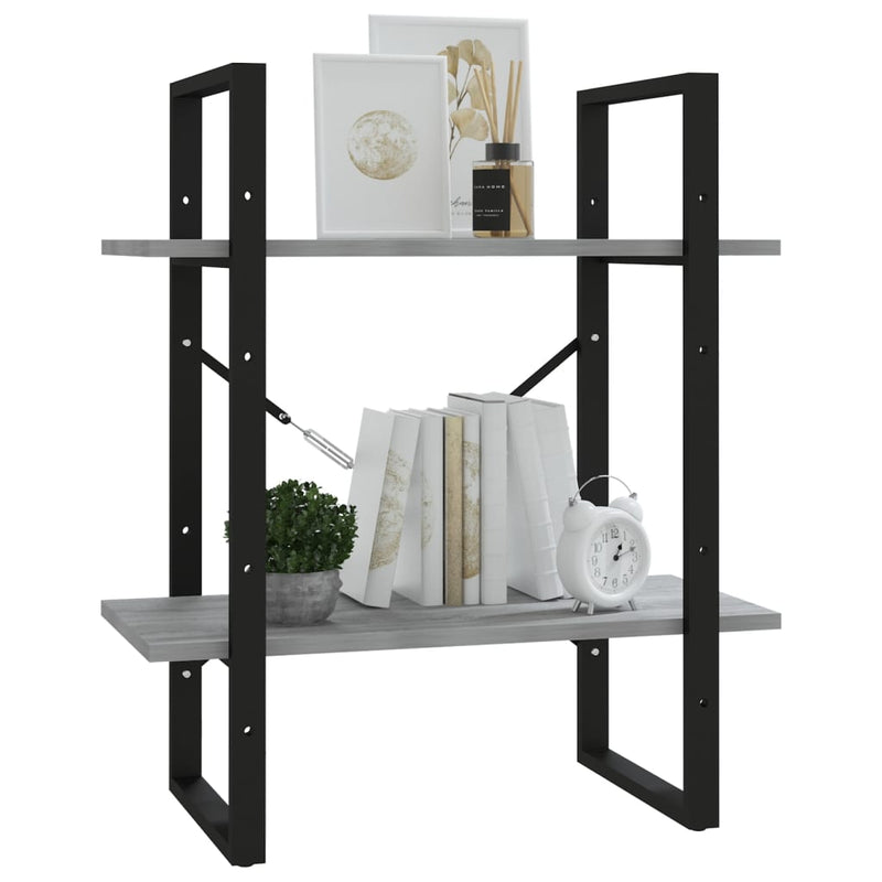 vidaXL 2-szintes szürke sonoma szerelt fa könyvszekrény 60x30x70 cm