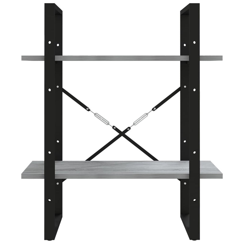 vidaXL 2-szintes szürke sonoma szerelt fa könyvszekrény 60x30x70 cm