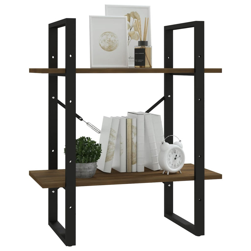 vidaXL 2-szintes barna tölgyszínű szerelt fa könyvszekrény 60x30x70 cm