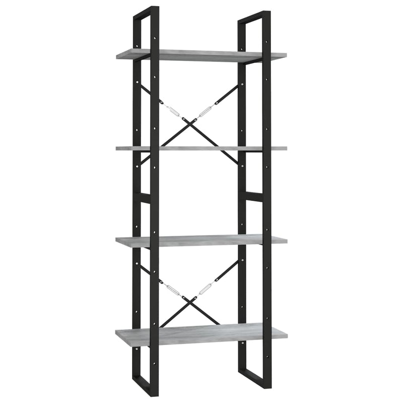 vidaXL 4 szintes szürke sonoma szerelt fa könyvszekrény 60x30x140 cm