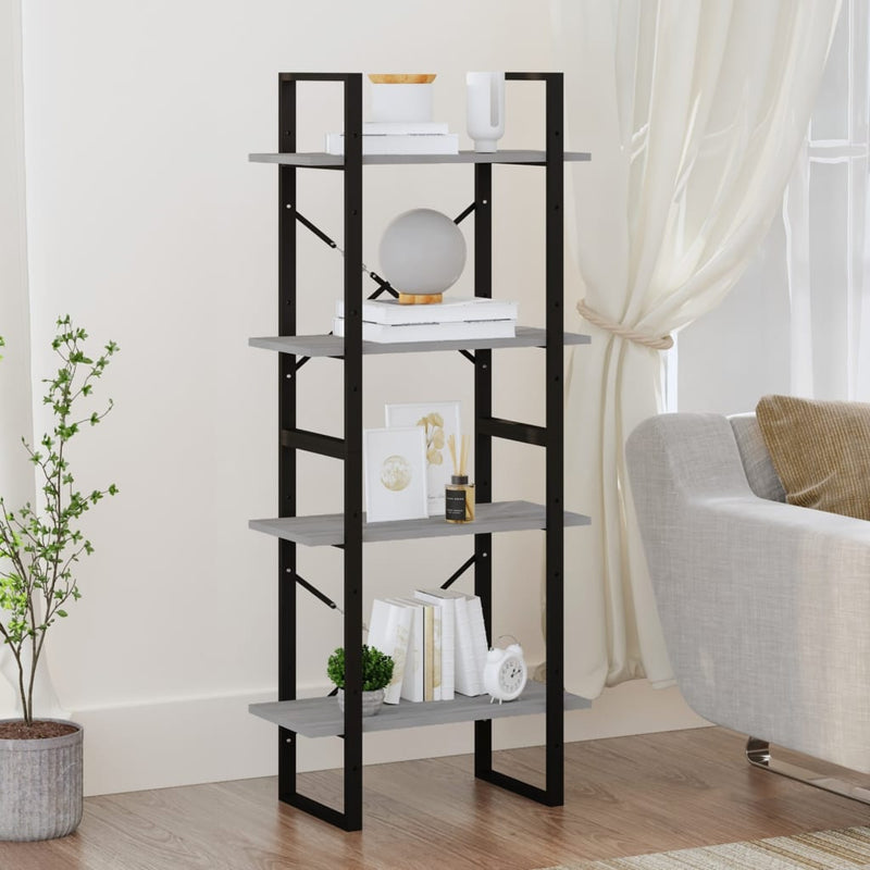vidaXL 4 szintes szürke sonoma szerelt fa könyvszekrény 60x30x140 cm