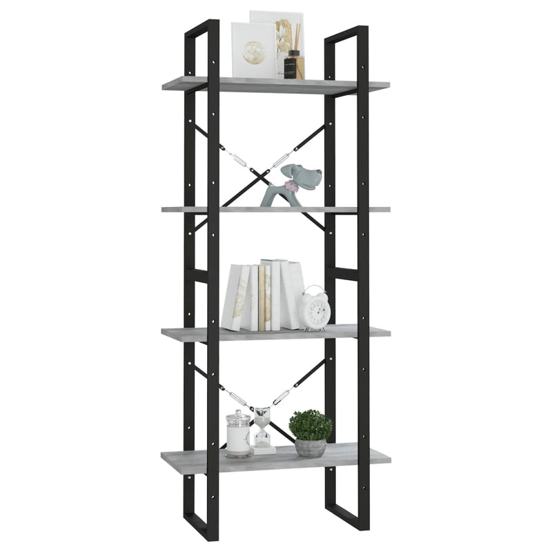 vidaXL 4 szintes szürke sonoma szerelt fa könyvszekrény 60x30x140 cm