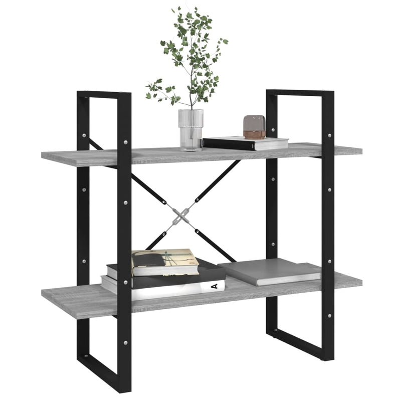 vidaXL 2-szintes szürke sonoma színű fa könyvszekrény 80x30x70 cm
