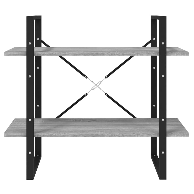 vidaXL 2-szintes szürke sonoma színű fa könyvszekrény 80x30x70 cm