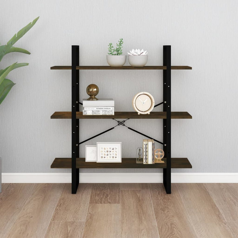 vidaXL füstös tölgyszínű szerelt fa könyvszekrény 100 x 30 x 105 cm