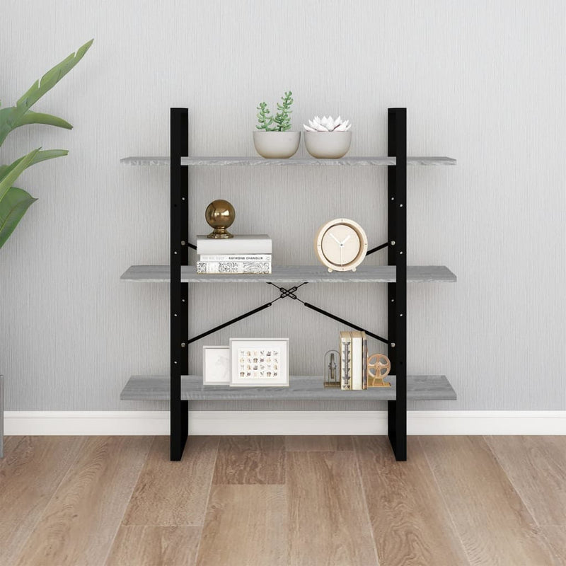 vidaXL szürke sonoma színű szerelt fa könyvszekrény 100 x 30 x 105 cm