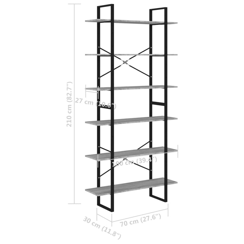 vidaXL szürke sonoma színű szerelt fa magasszekrény 100 x 30 x 210 cm