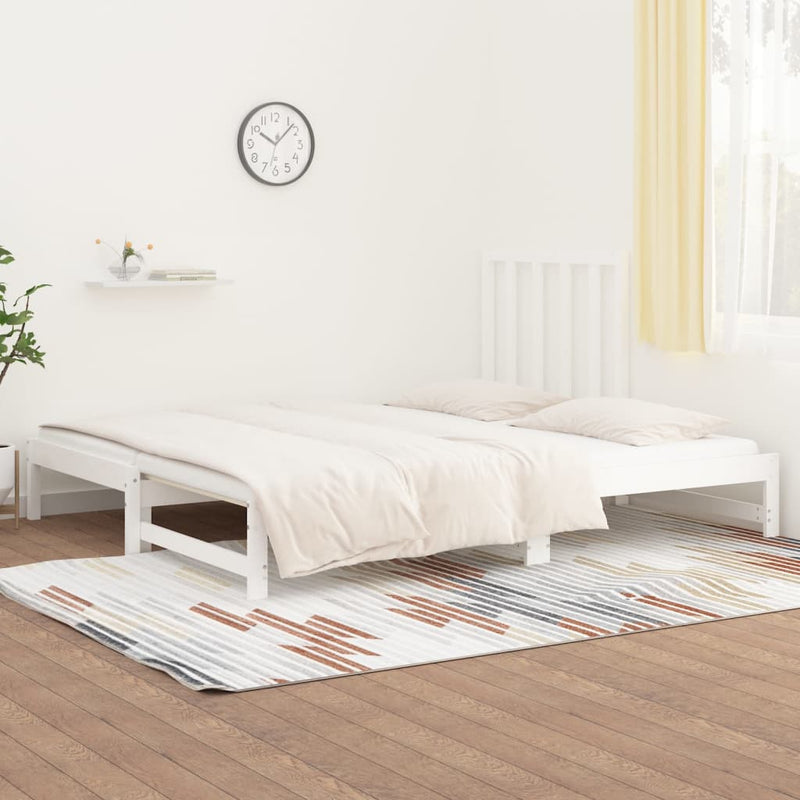 vidaXL fehér tömör fenyőfa kihúzható kanapéágy 2 x (90 x 200) cm
