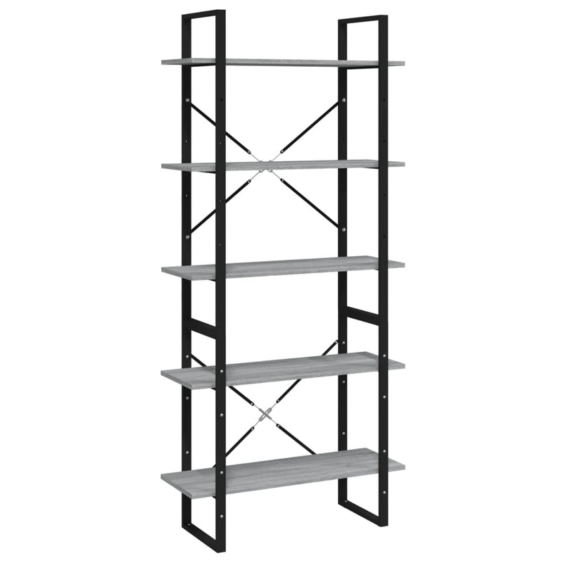 vidaXL 5 szintes szürke sonoma szerelt fa könyvszekrény 80x30x175 cm