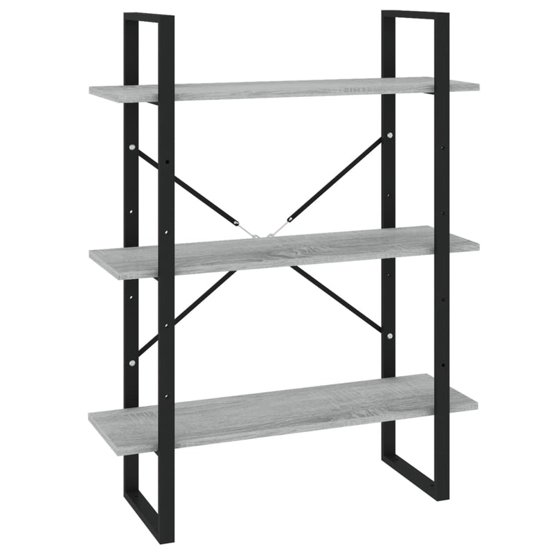 vidaXL 5 szintes szürke sonoma szerelt fa könyvszekrény 80x30x175 cm