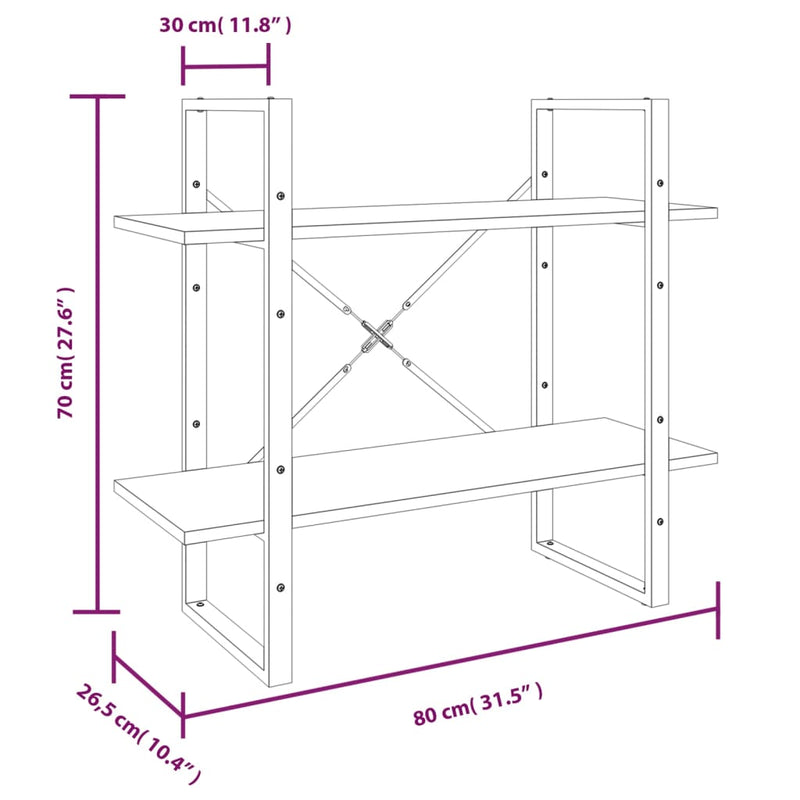 vidaXL 5 szintes szürke sonoma szerelt fa könyvszekrény 80x30x175 cm