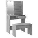 vidaXL szürke sonoma szerelt fa fésülködőasztal-szett LED-ekkel