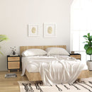 vidaXL fekete tömör fenyőfa és természetes rattan éjjeliszekrény