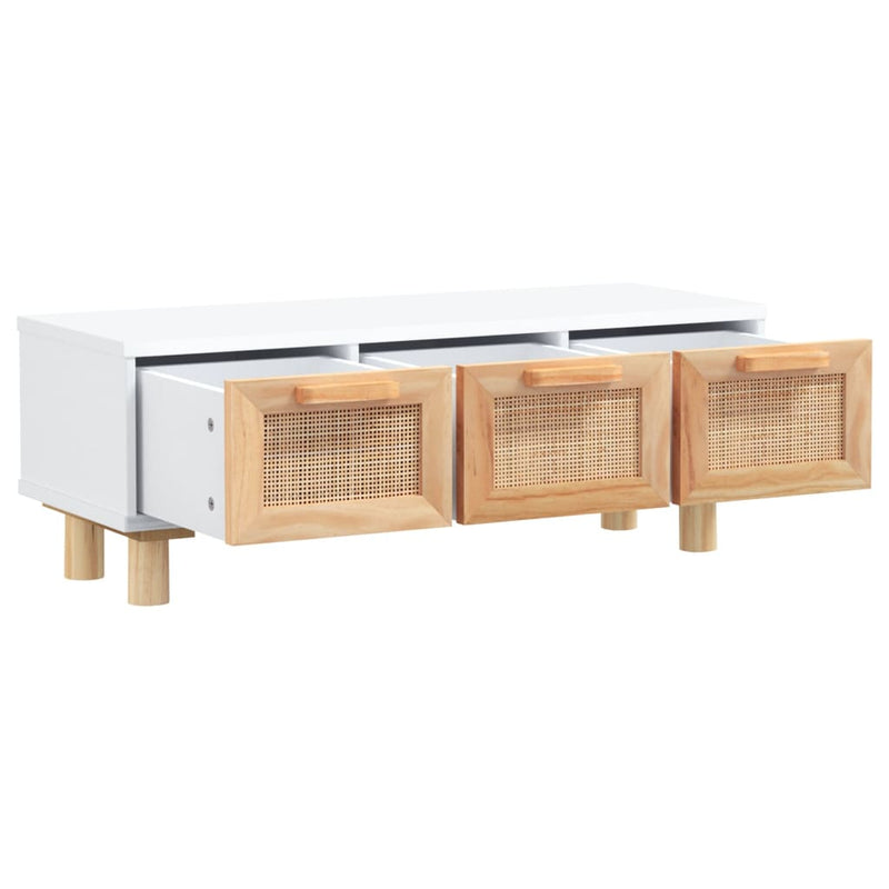vidaXL fehér szerelt fa és tömör fenyőfa dohányzóasztal 80x40x30 cm