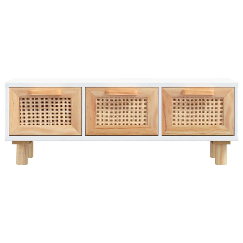 vidaXL fehér szerelt fa és tömör fenyőfa dohányzóasztal 80x40x30 cm