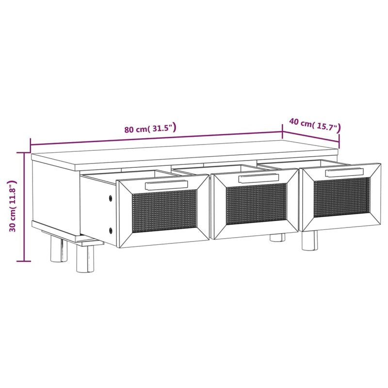 vidaXL fehér szerelt fa és tömör fenyőfa dohányzóasztal 80x40x30 cm