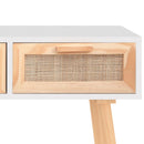 vidaXL fehér tömör fenyő és természetes rattan tálaló 105x30x75 cm