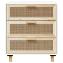 vidaXL fehér tömör fenyő/természetes rattan tálalószekrény 60x30x70 cm