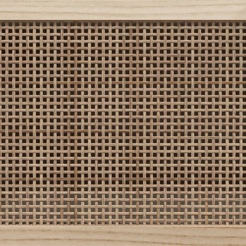 vidaXL fehér tömör fenyő/természetes rattan tálalószekrény 60x30x70 cm
