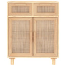vidaXL barna tömör fenyő/természetes rattan tálalószekrény 60x30x75cm