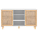 vidaXL fehér tömör fenyő/természetes rattan tálalószekrény 105x30x60cm