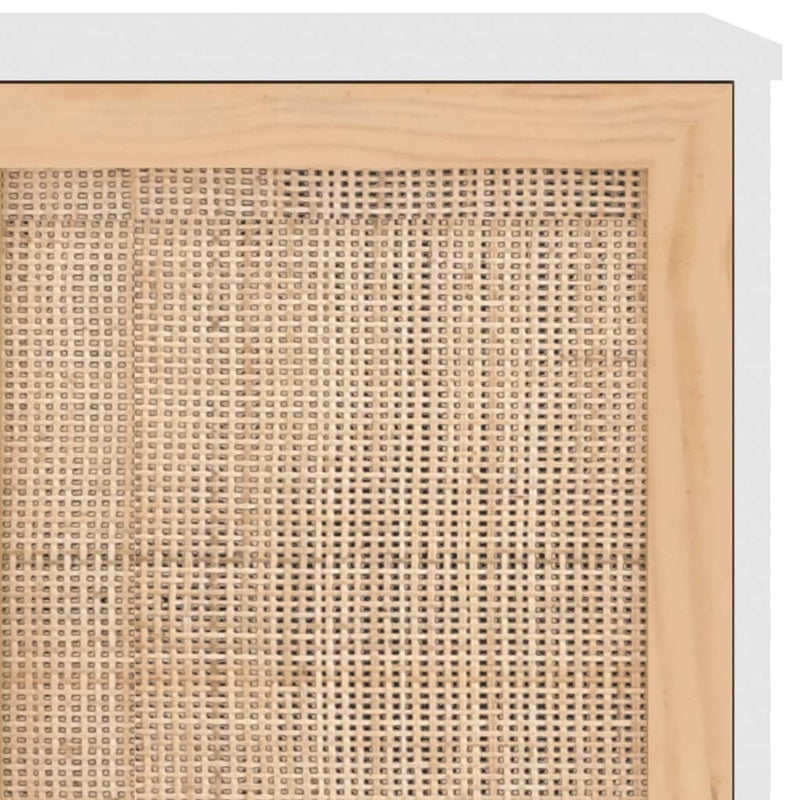 vidaXL fehér tömör fenyő/természetes rattan tálalószekrény 105x30x60cm