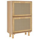 vidaXL barna szerelt fa és természetes rattan cipőszekrény 52x25x80 cm