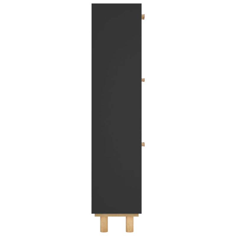 vidaXL fekete szerelt fa és természetes rattan cipőszekrény 52x25x80cm