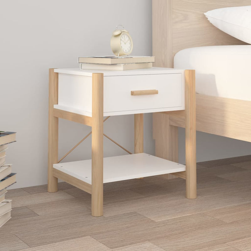 vidaXL 2 db fehér szerelt fa ágy melletti asztal 42 x 38 x 45 cm